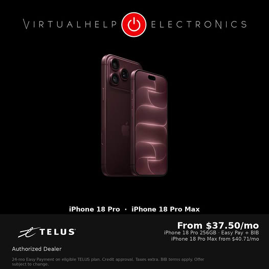 iPhone 18 Pro and iPhone 18 Pro Max at VirtualHelp Electronics